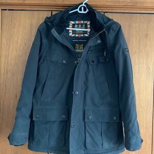 Barbour International Men's Black Lockhill Jacket Waxed Polyester Zip Size M